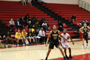 Mimi Sadberry boxing out for the rebound.