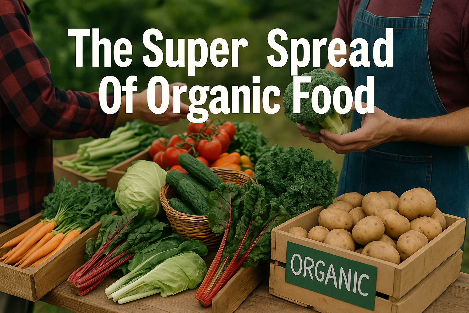 A table of produce labeled as "organic"