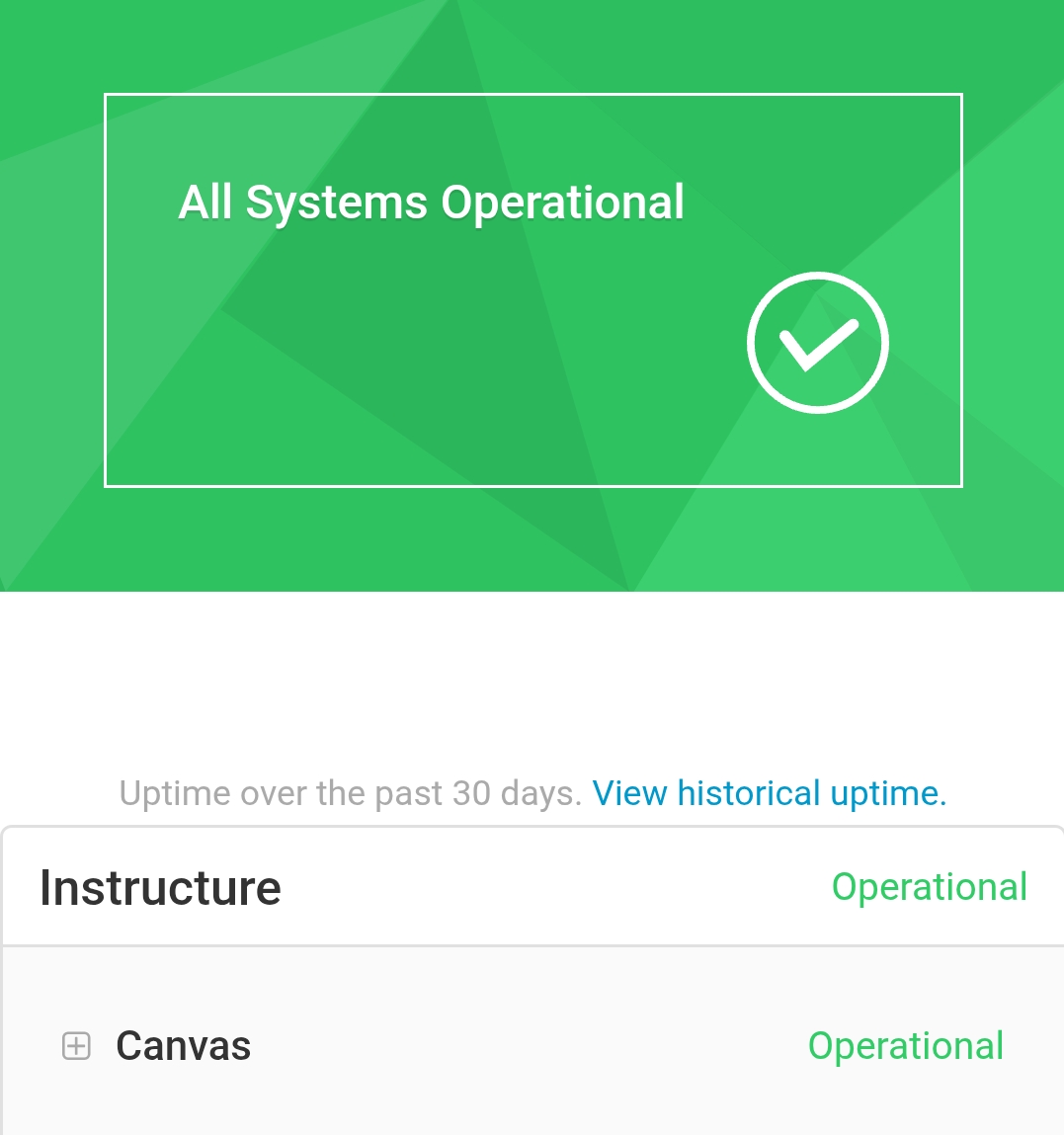 A screenshot showing canvas server status