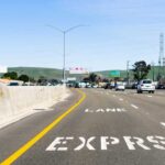 HOV lane on highway with HOV sign