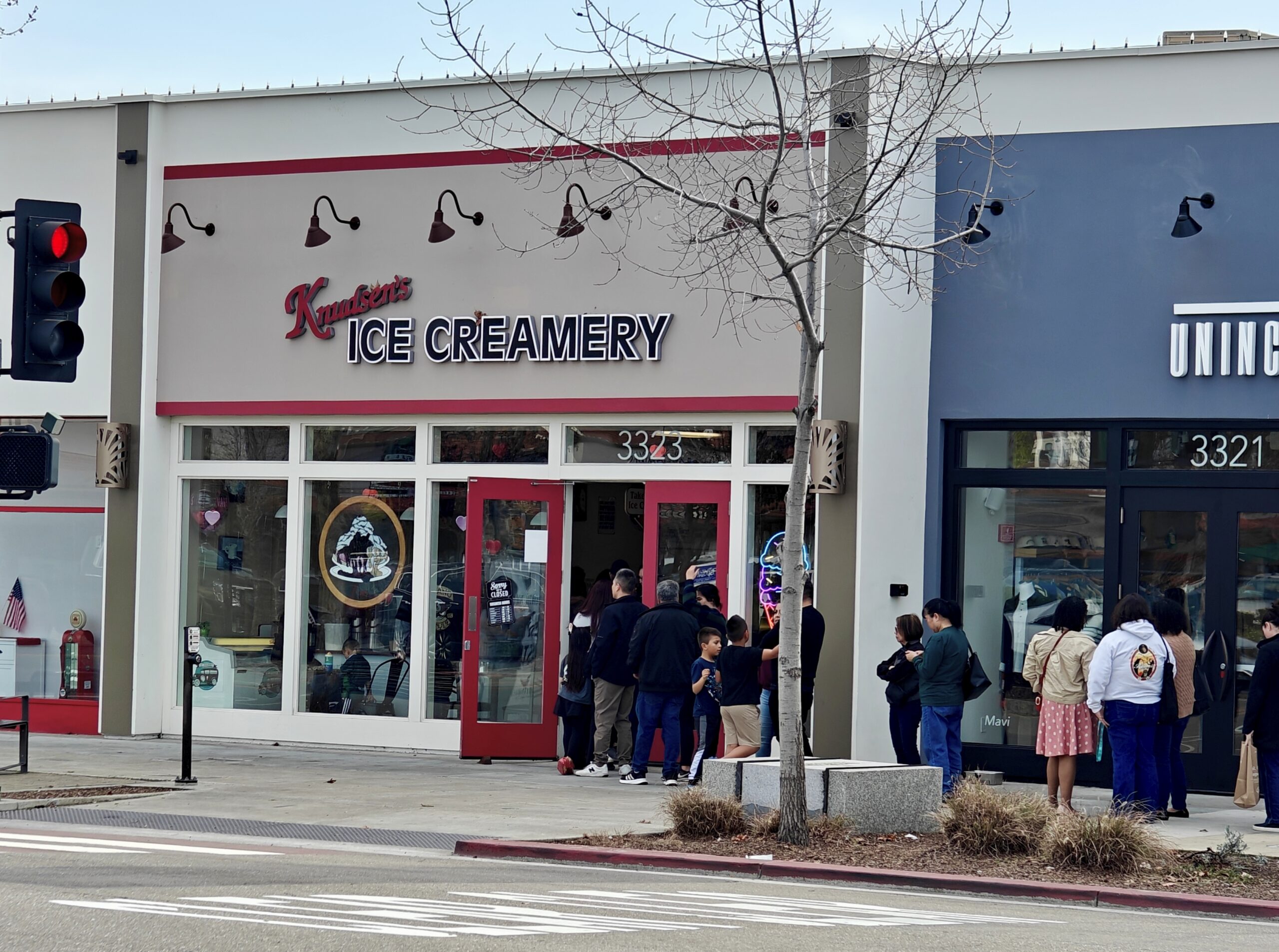 customers outside store in a line