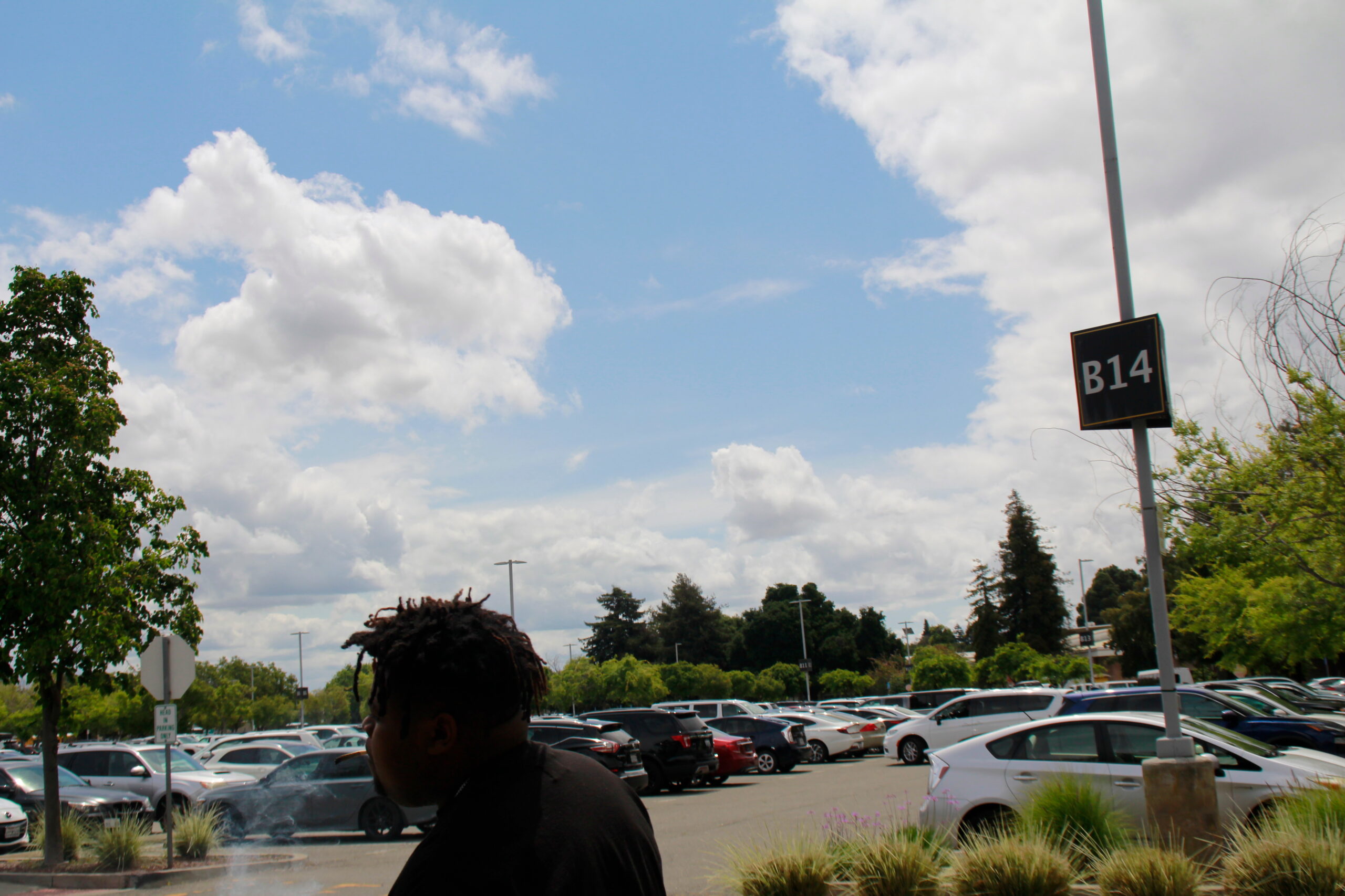 Student smoking in a Chabot parking lot.